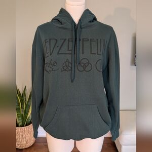 Led Zeppelin Unisex Green Hoodie Rock Size L